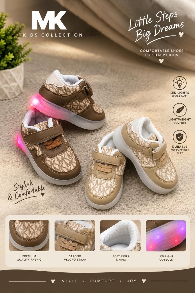 MK Monogram LED Light-Up Velcro Kids Sneakers